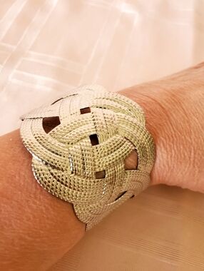 Silvertone Woven Knot Cuff Bracelet - Women Jewelry